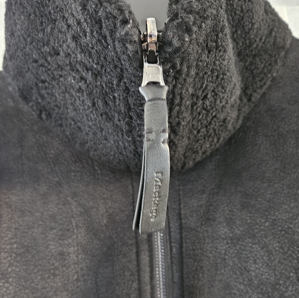 Mackage Vest Lambskin Fur Sheep Skin Dyed Black Shawl Collar Warm Size: X Small - Picture 9 of 17